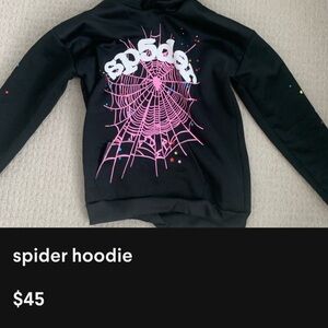 Black Hoodie with Pink Spider Web Design